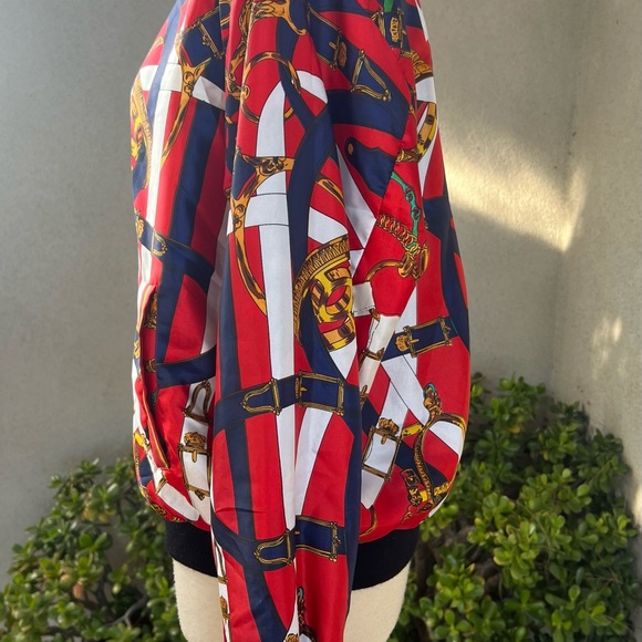 Vintage reversible bomber jacket baroque print polyester Sz M/L - Picture 6 of 13